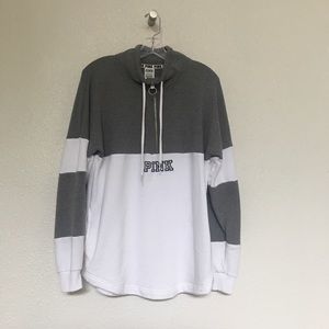 VS PINK quarter zip gray and white sweatshirt